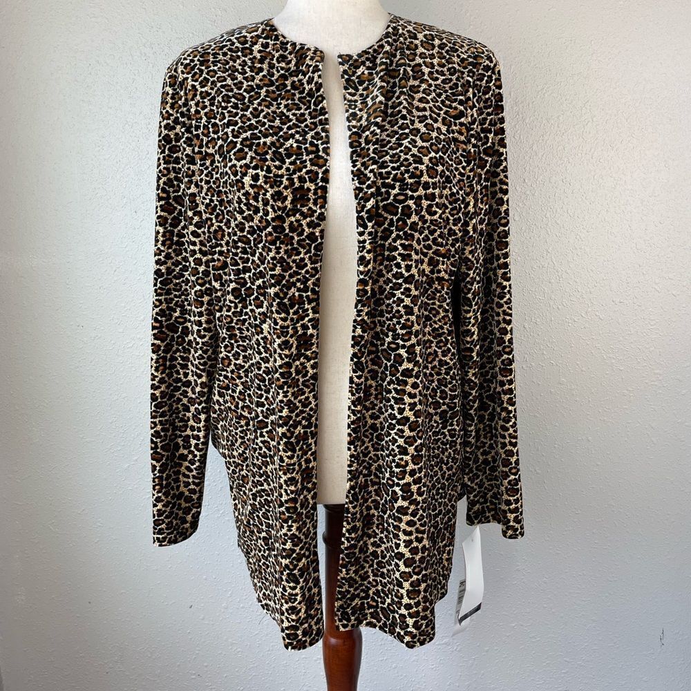 NWT Vintage Miles K by Ronda Leopard Print Open Front Jacket Size 10